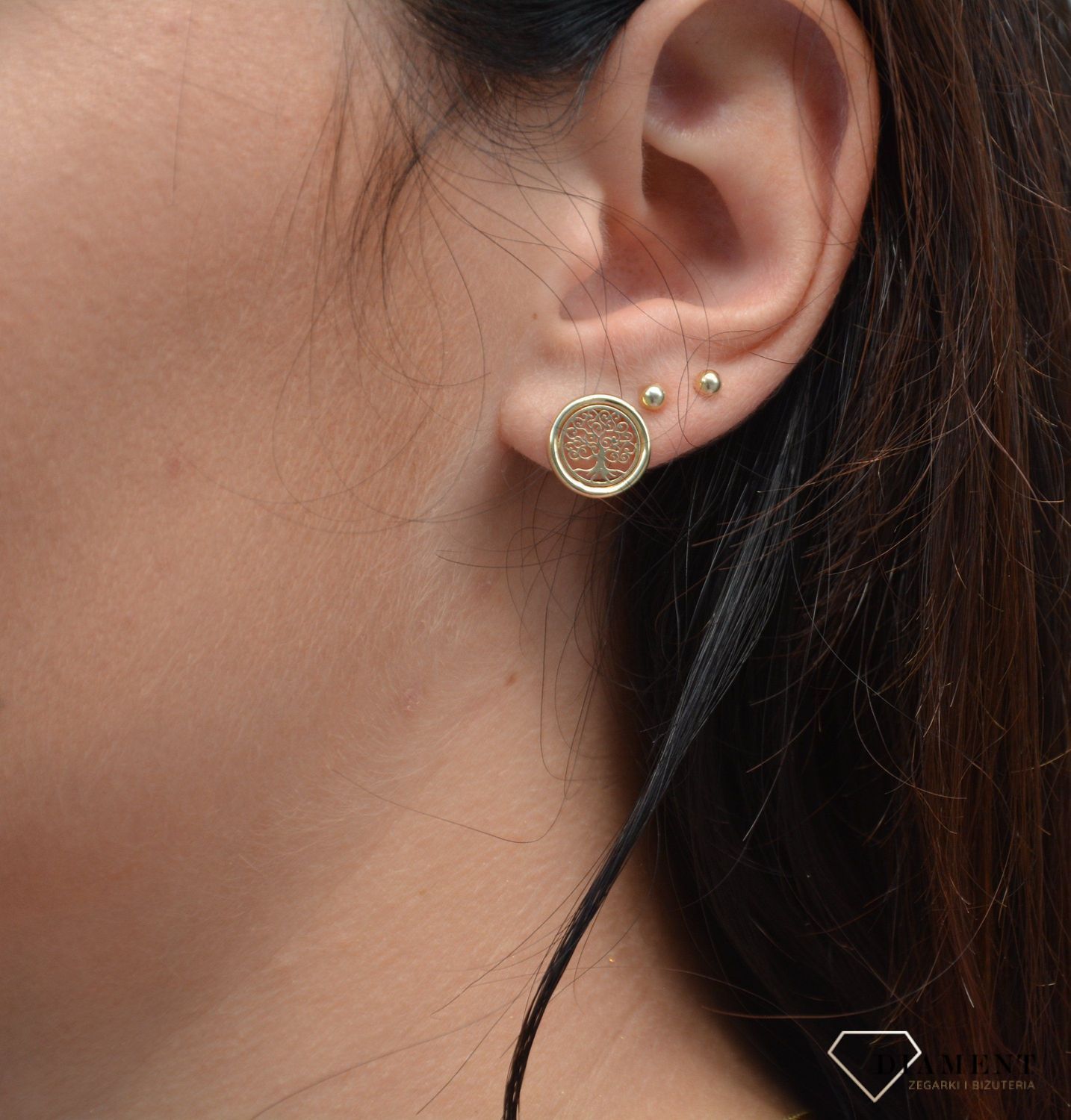 Kolczyki złote na sztyft ' Drzewko szczęścia '  KL 9473.jpg